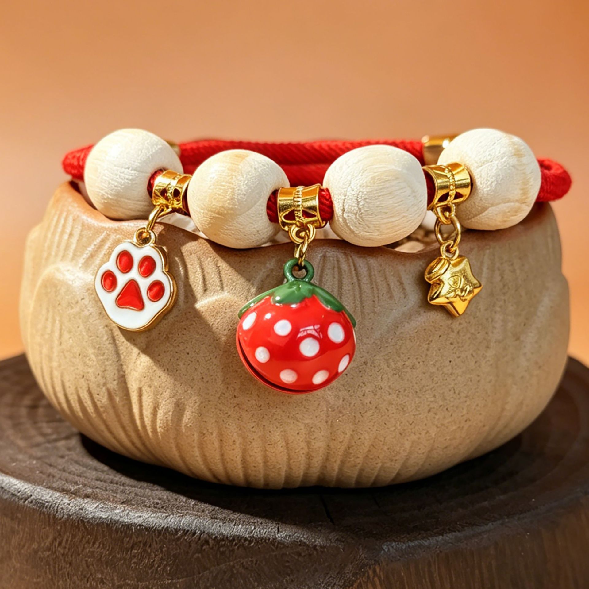 Protective Red String Necklace detail